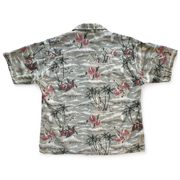 Vintage Pacific Coast Highway Hawaiian Hula Tropical AOP Surf Shirt Button Up L - Picture 7 of 8